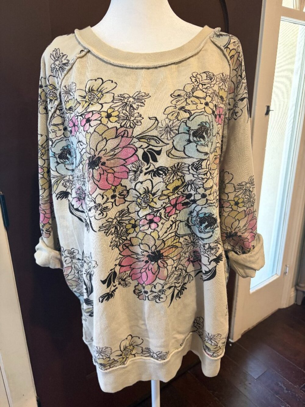 Free People oversized floral sweatshirt | Small